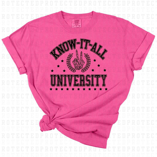 KNOW IT ALL UNIVERSITY *BLACK - SINGLE COLOR* - DTF TRANSFER