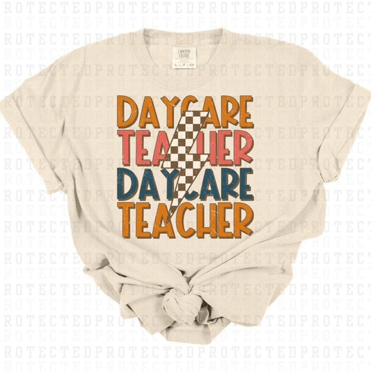 DAYCARE TEACHER 2X *W/GRUNGE&LIGHTENING BOLT* - DTF TRANSFER