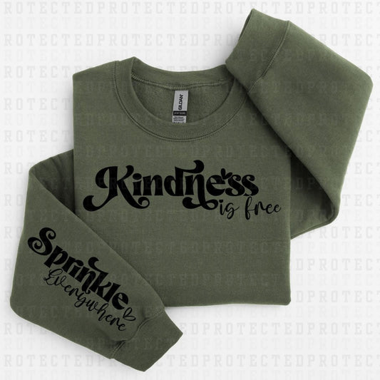 KINDNESS IS FREE *SINGLE COLOR - SLEEVE DESIGN COMES IN 6"* (FULL FRONT/1 SLEEVE) - DTF TRANSFER