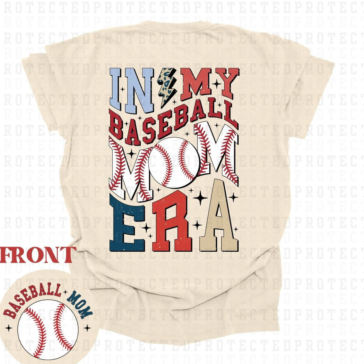 BASEBALL MOM ERA *W/GRUNGE* (POCKET/BACK) - DTF TRANSFER