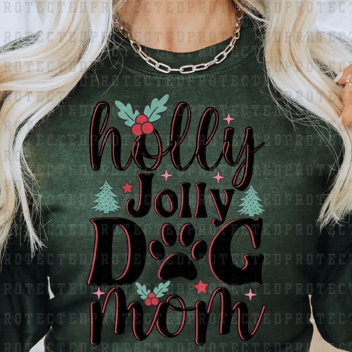 HOLLY JOLLY DOG MOM - DTF TRANSFER