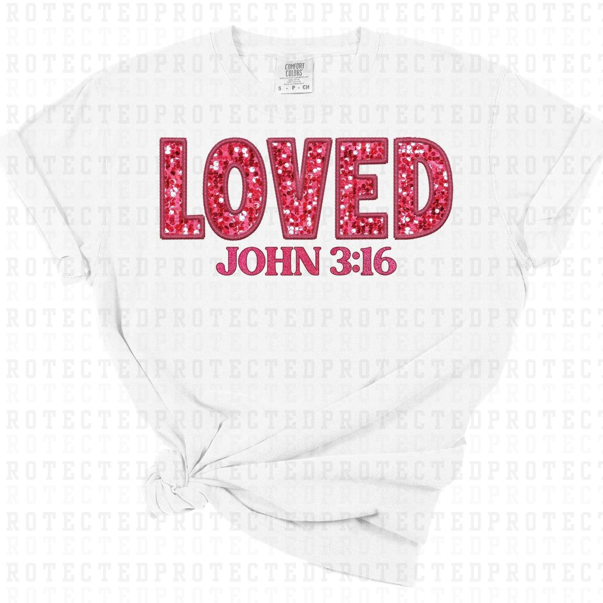 LOVED JOHN 3:16 *FAUX SEQUIN* - DTF TRANSFER