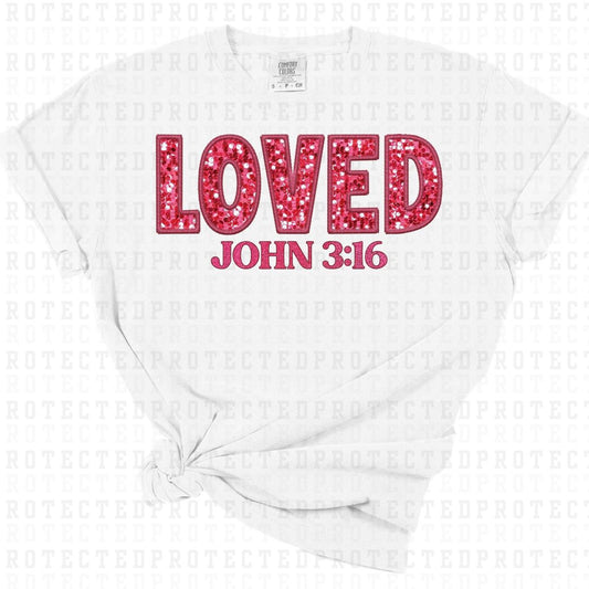 LOVED JOHN 3:16 *FAUX SEQUIN* - DTF TRANSFER