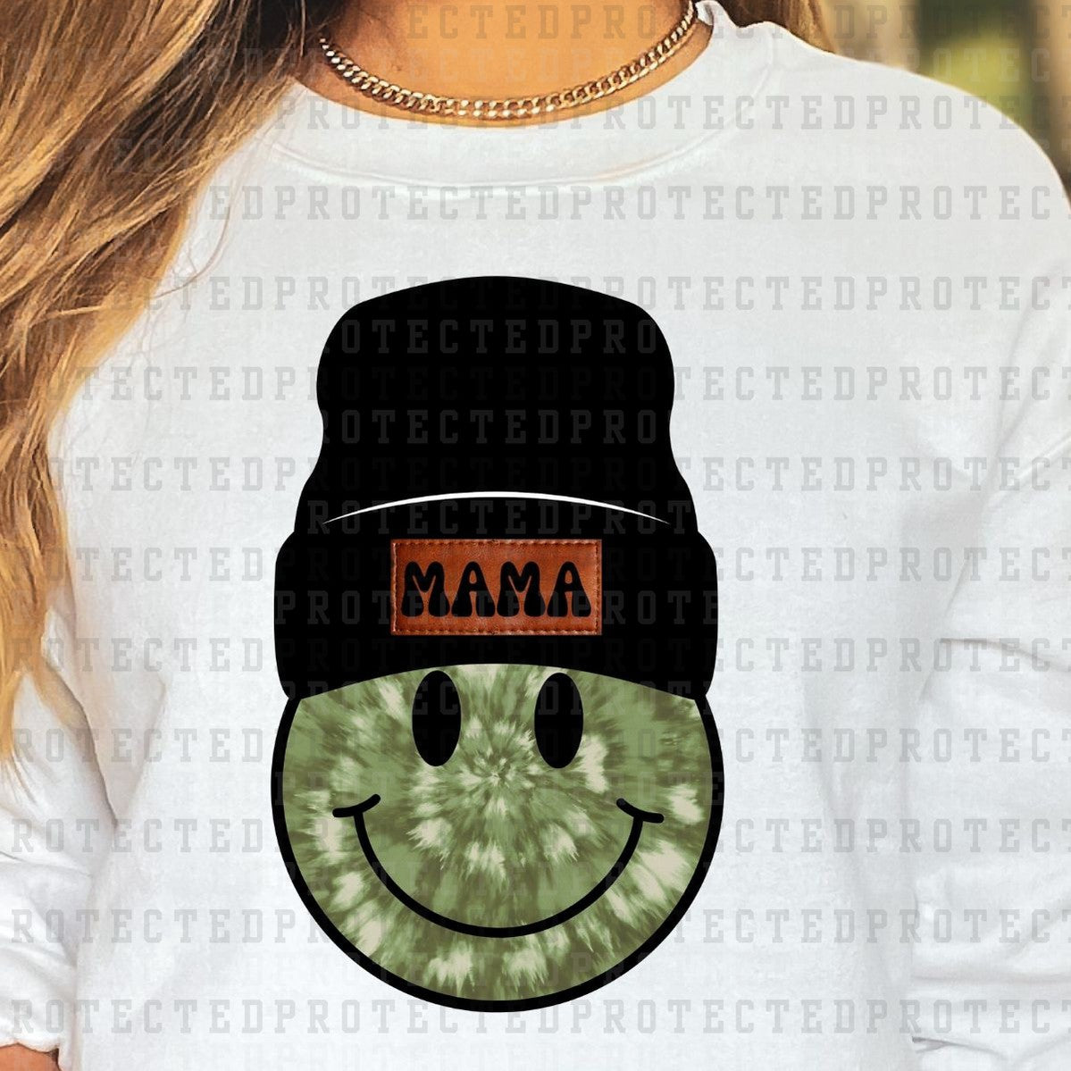 MAMA BEANIE SMILEY TIE DYE *8* - DTF TRANSFER