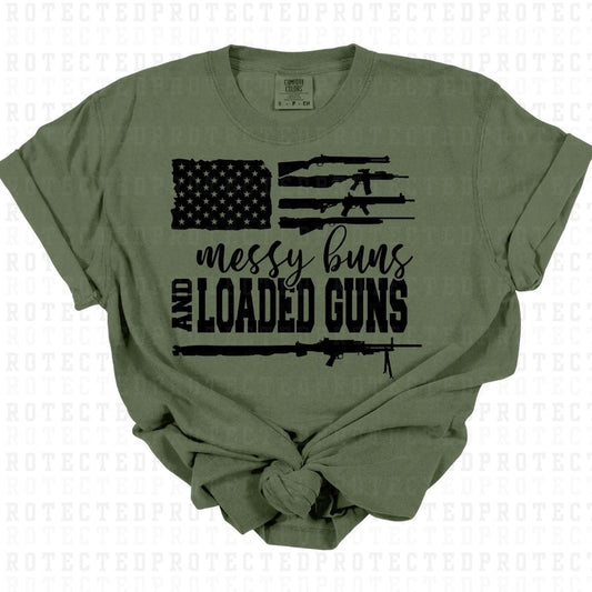 MESSY BUNS & LOADED GUNS *SINGLE COLOR* - DTF TRANSFER