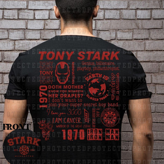 TONY STARK (SINGLE COLOR/POCKET/BACK) - DTF TRANSFER