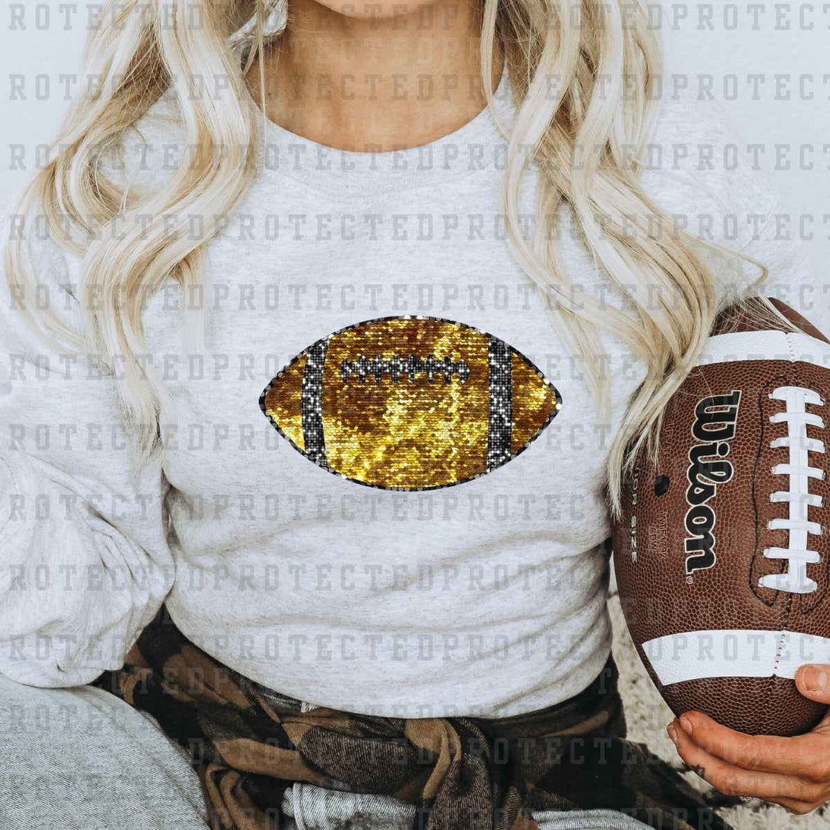 FOOTBALL *FAUX SEQUIN* - DTF TRANSFER