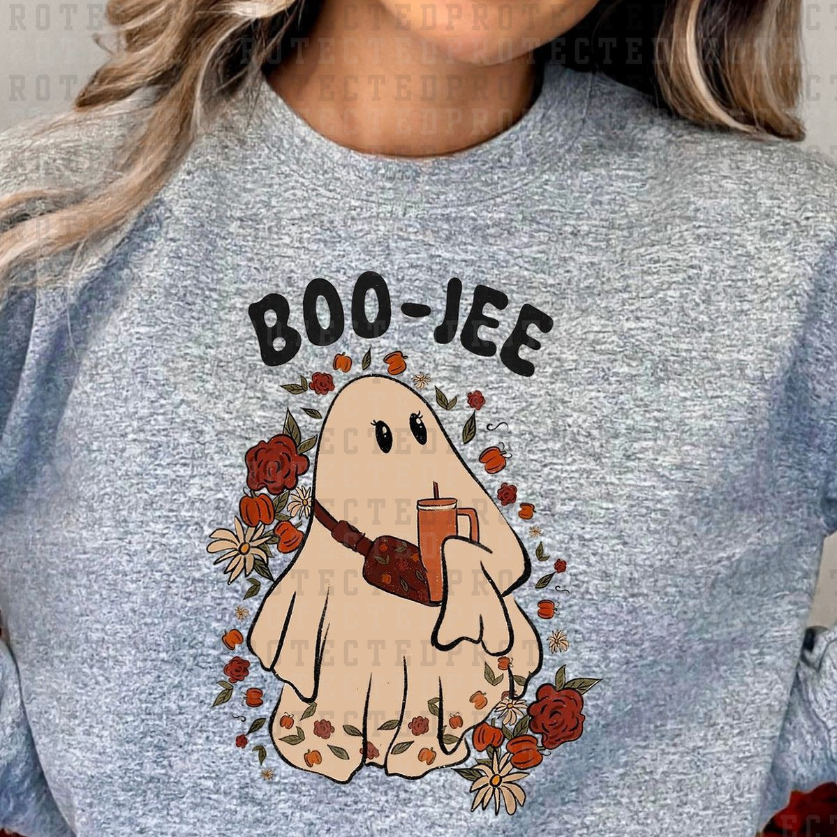 BOO-JEE *GHOST FLORAL WITH TUMBLER & CROSSBODY* - DTF TRANSFER