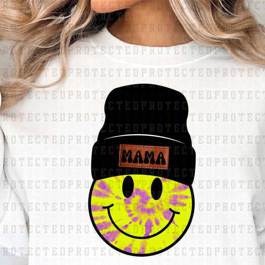 MAMA BEANIE SMILEY TIE DYE *10* - DTF TRANSFER