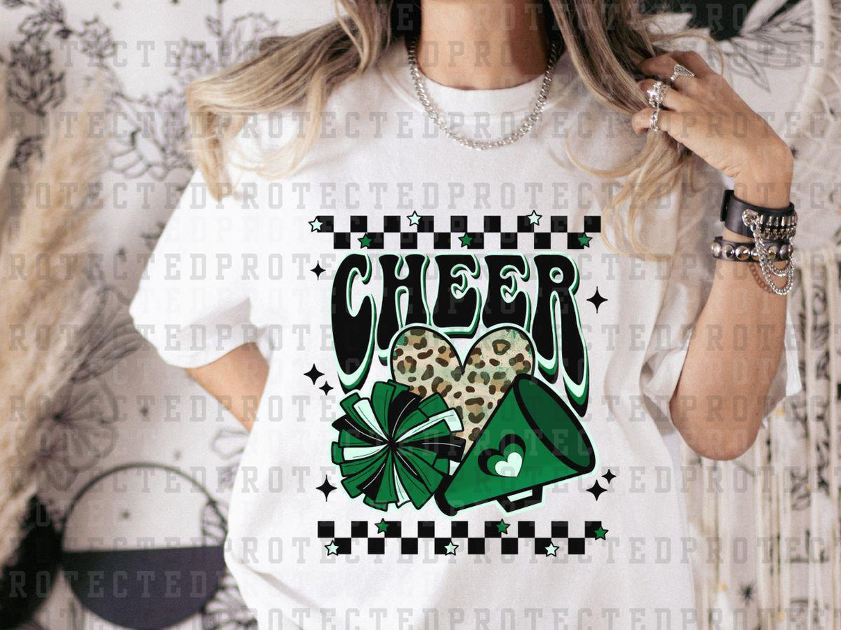 GREEN CHEER - BLACK - DTF TRANSFER