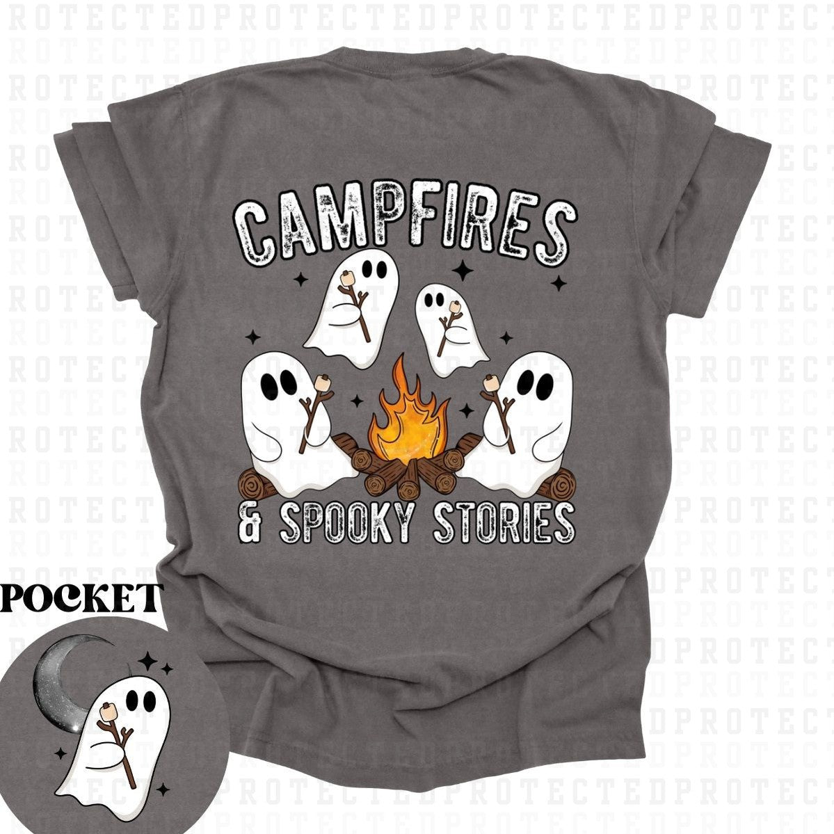 CAMPFIRES & SPOOKY STORIES (POCKET/BACK) - DTF TRANSFER