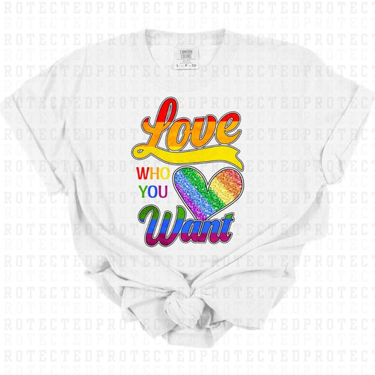 LOVE WHO YOU WANT *FAUX SEQUIN* - DTF TRANSFER