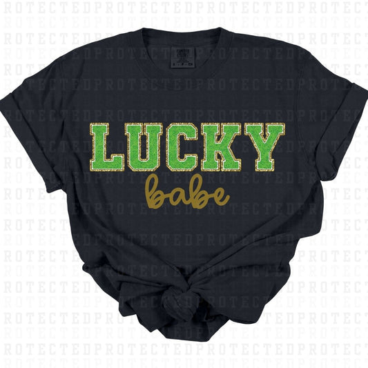 LUCKY BABE *FAUX SEQUIN+FAUX CHENILLE* - DTF TRANSFER