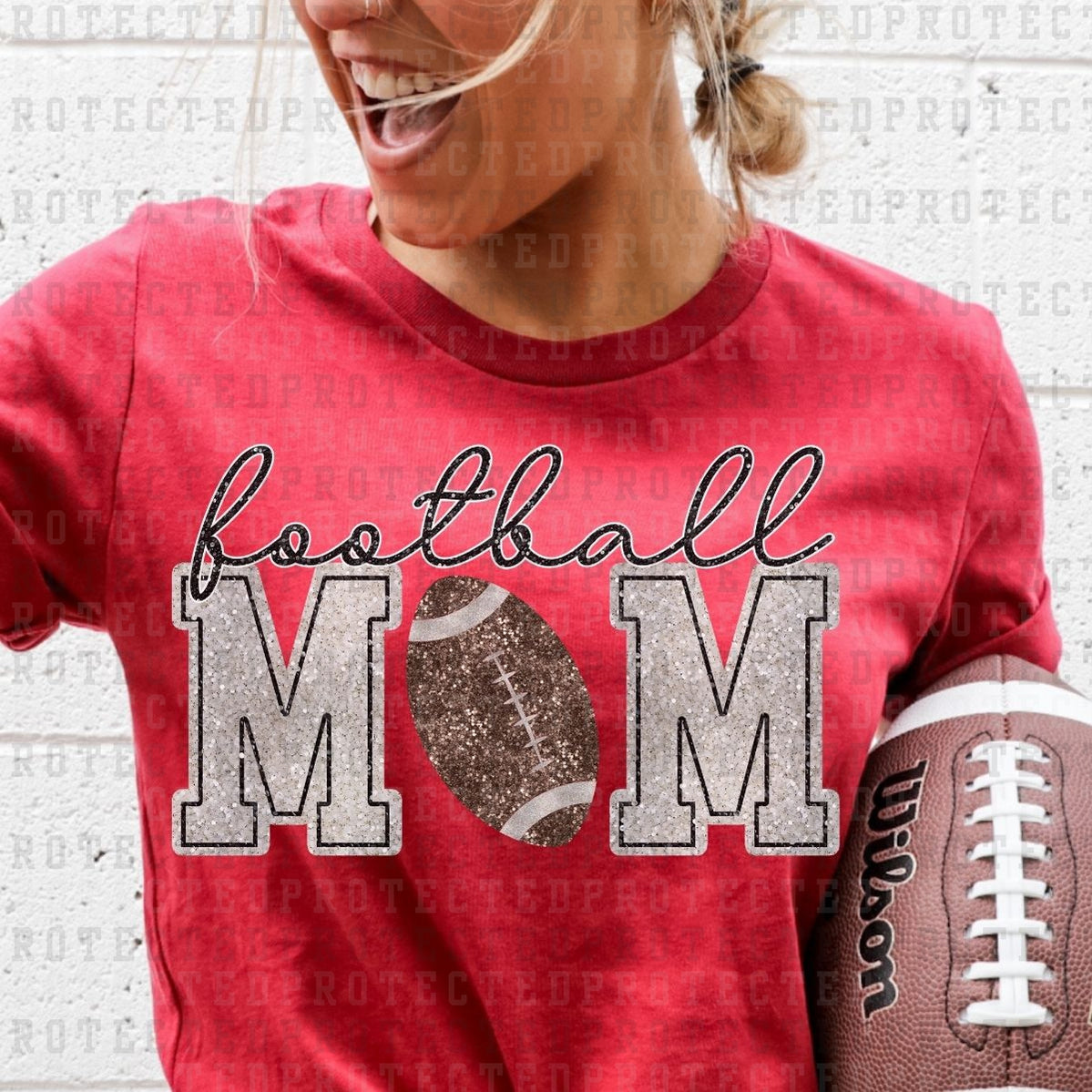 FOOTBALL MOM *FAUX SEQUIN* - DTF TRANSFER