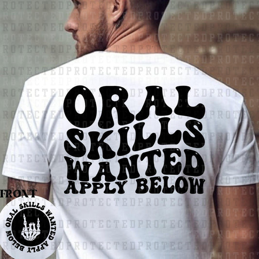 ORAL SKILLS WANTED (SINGLE COLOR/POCKET/BACK) - DTF TRANSFER