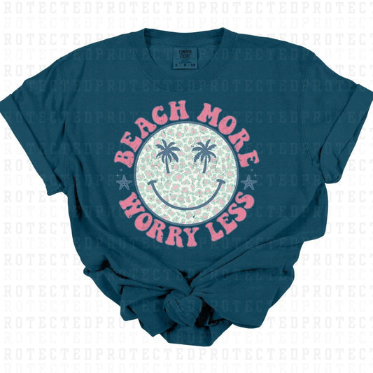 BEACH MORE WORRY LESS *W/GRUNGE* - DTF TRANSFER