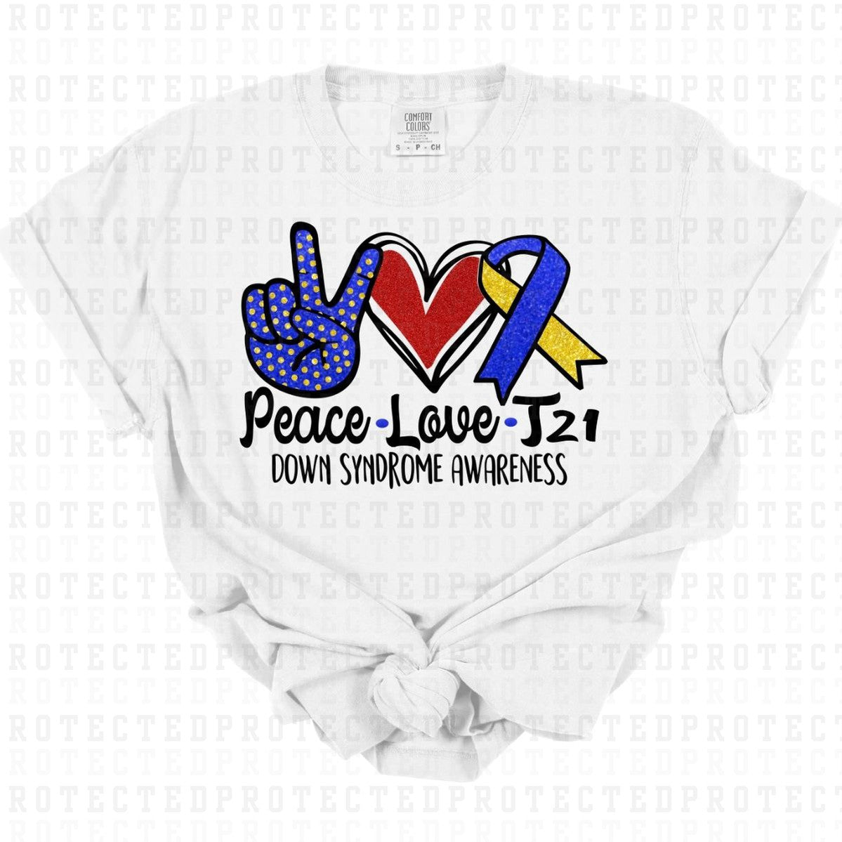 PEACE LOVE T21 *FAUX GLITTER* - DTF TRANSFER