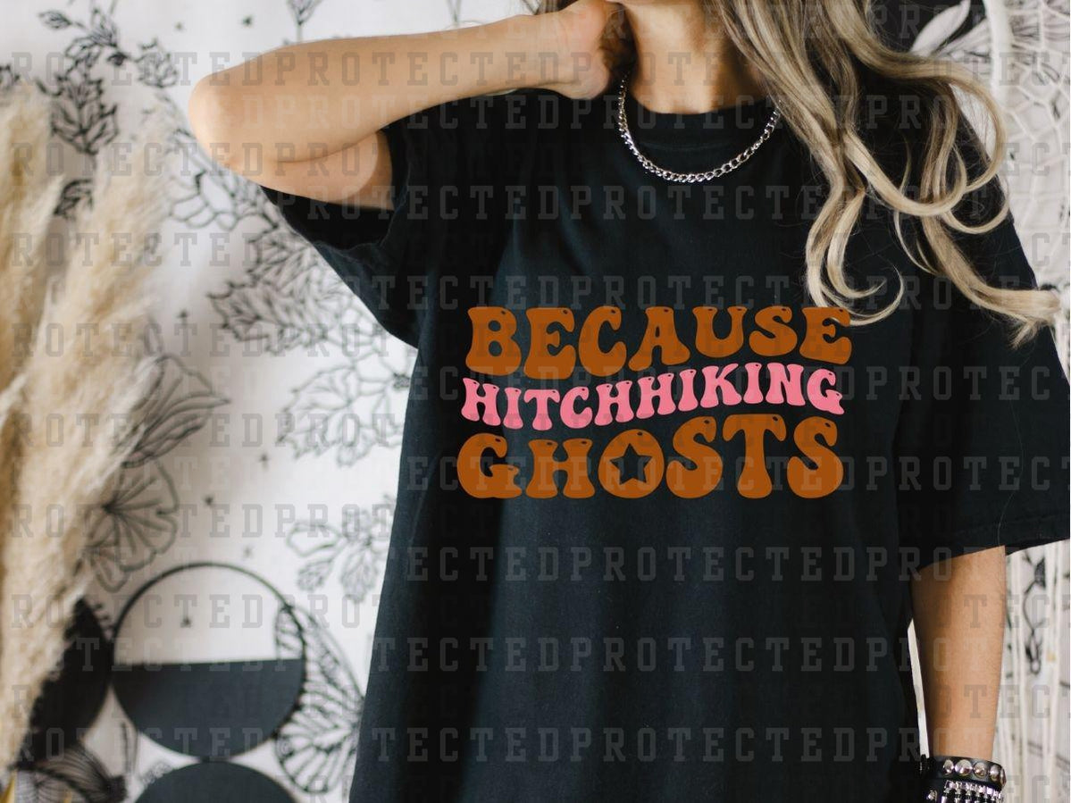 BECAUSE HITCHHIKING GHOSTS - TAN/PINK - DTF TRANSFER