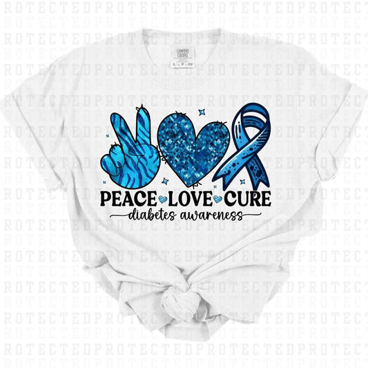 PEACE LOVE CURE *FAUX SEQUIN* - DTF TRANSFER