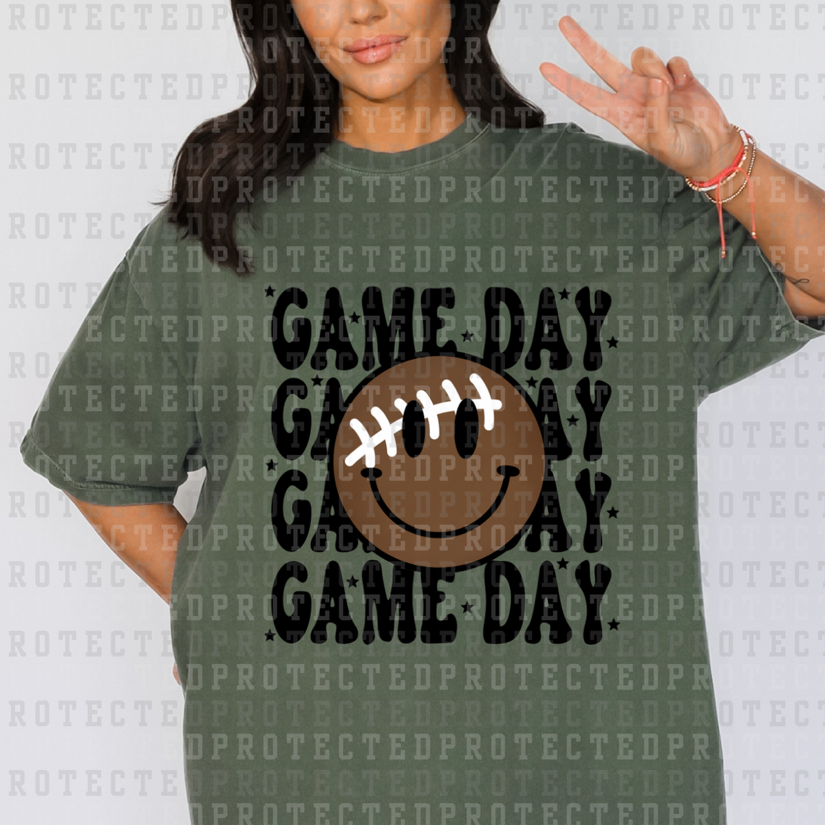 GAME DAY 4X FOOTBALL SMILEY - DTF TRANSFER