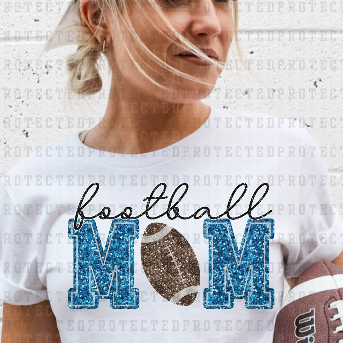 FOOTBALL MOM *FAUX SEQUIN* - DTF TRANSFER