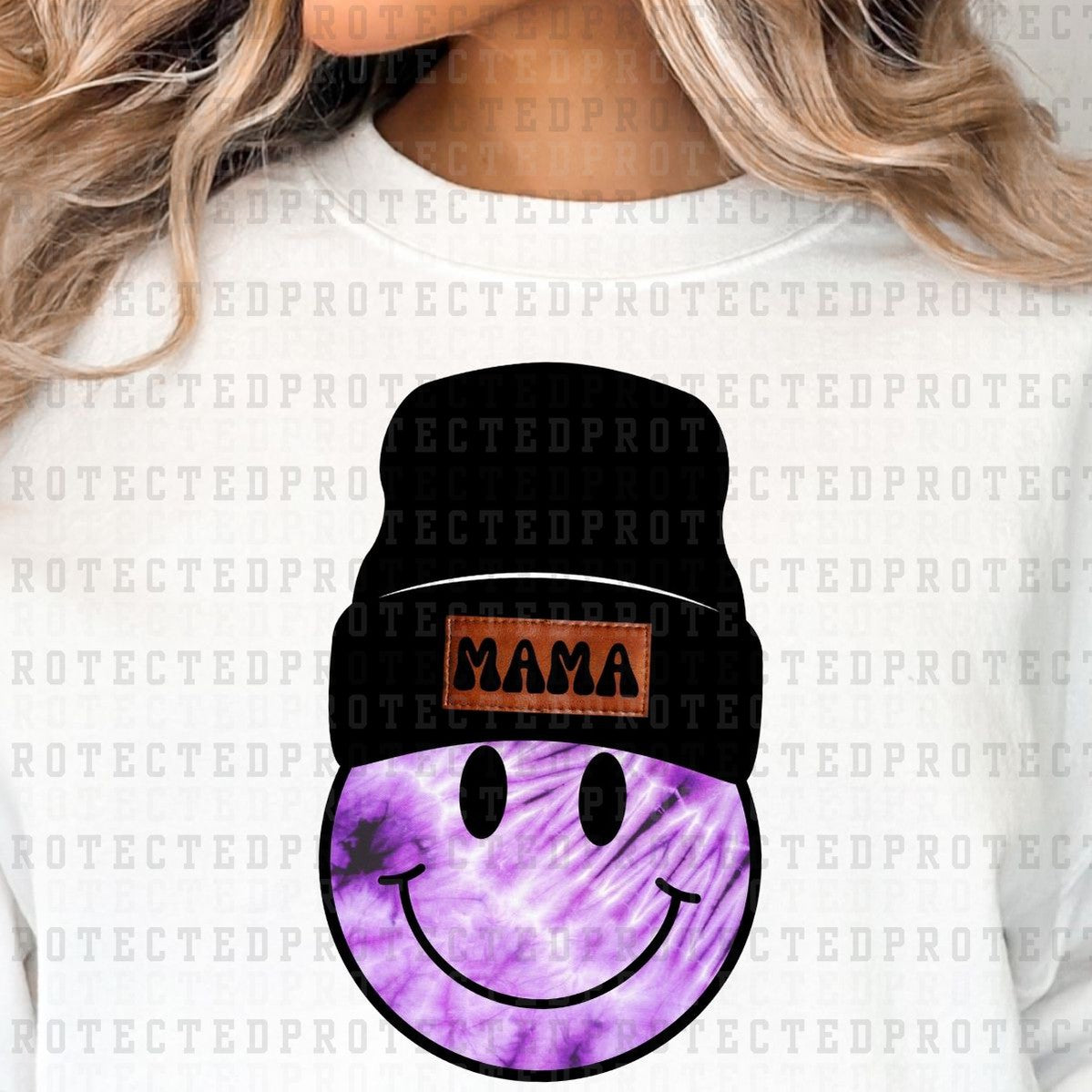 MAMA BEANIE SMILEY TIE DYE *13* - DTF TRANSFER