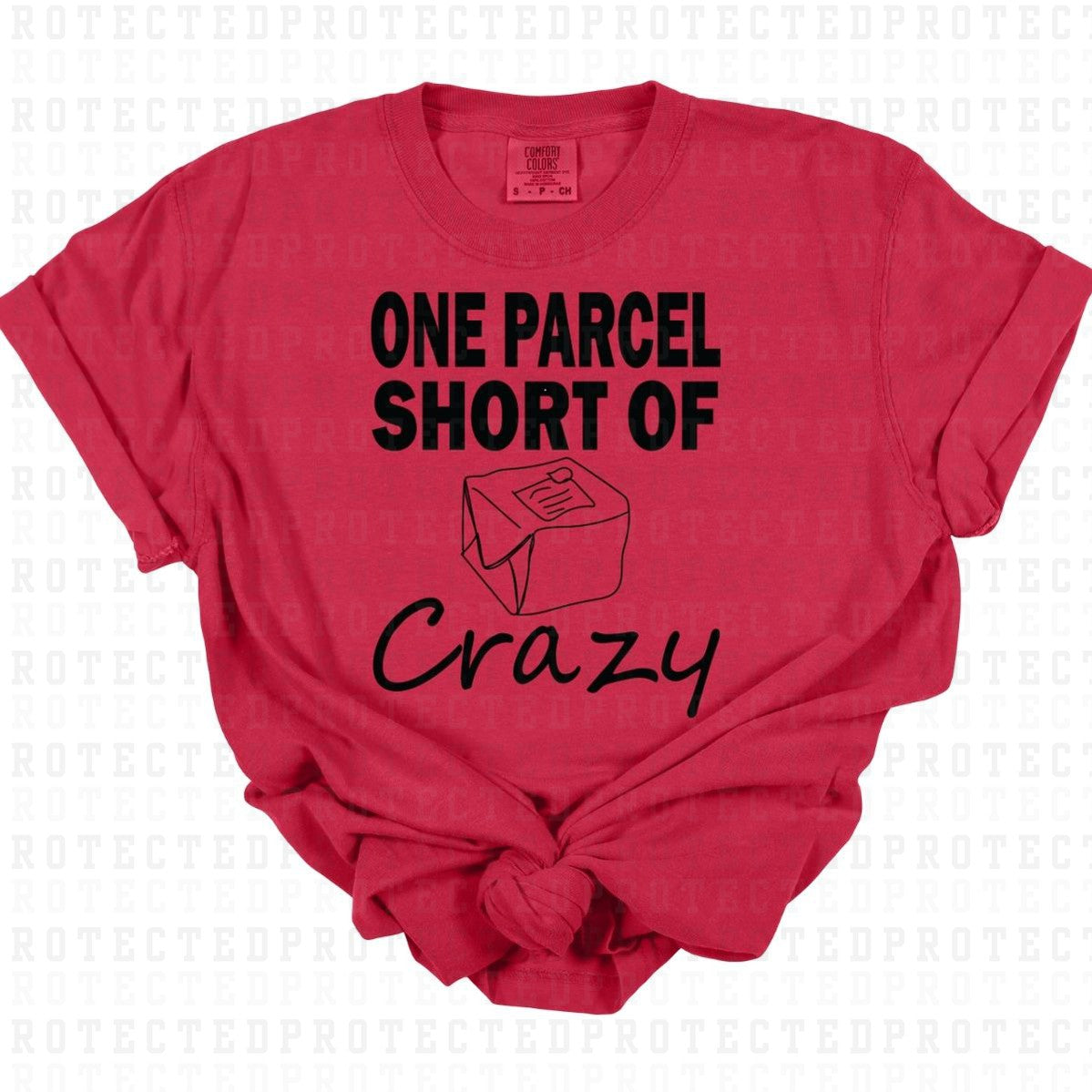 ONE PARCEL SHORT OF CRAZY *SINGLE COLOR* - DTF TRANSFER