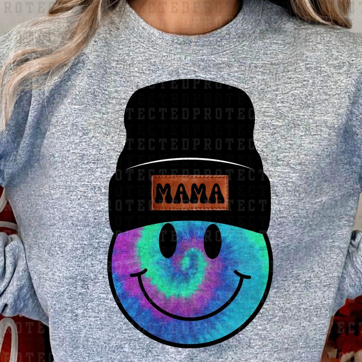 MAMA BEANIE SMILEY TIE DYE *14* - DTF TRANSFER