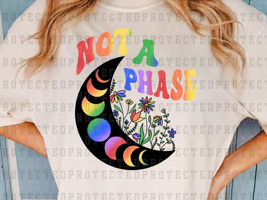 NOT A PHASE - BLACK RAINBOW MOON PHASES - DTF TRANSFER