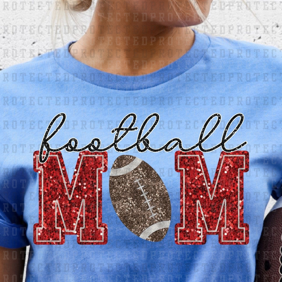 FOOTBALL MOM *FAUX SEQUIN* - DTF TRANSFER