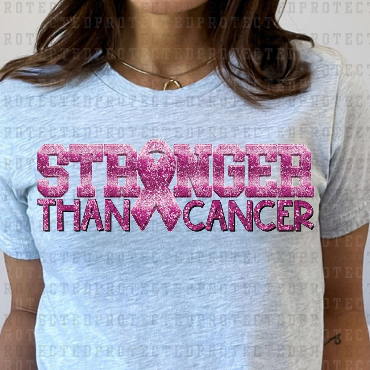 STRONGER THAN CANCER *FAUX SEQUIN* - DTF TRANSFER