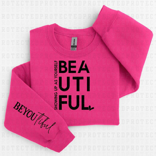 SHOWING UP AS YOURSELF BEAUTIFUL *SINGLE COLOR - SLEEVE DESIGN COMES IN 6"* (FRONT/BACK) - DTF TRANSFER