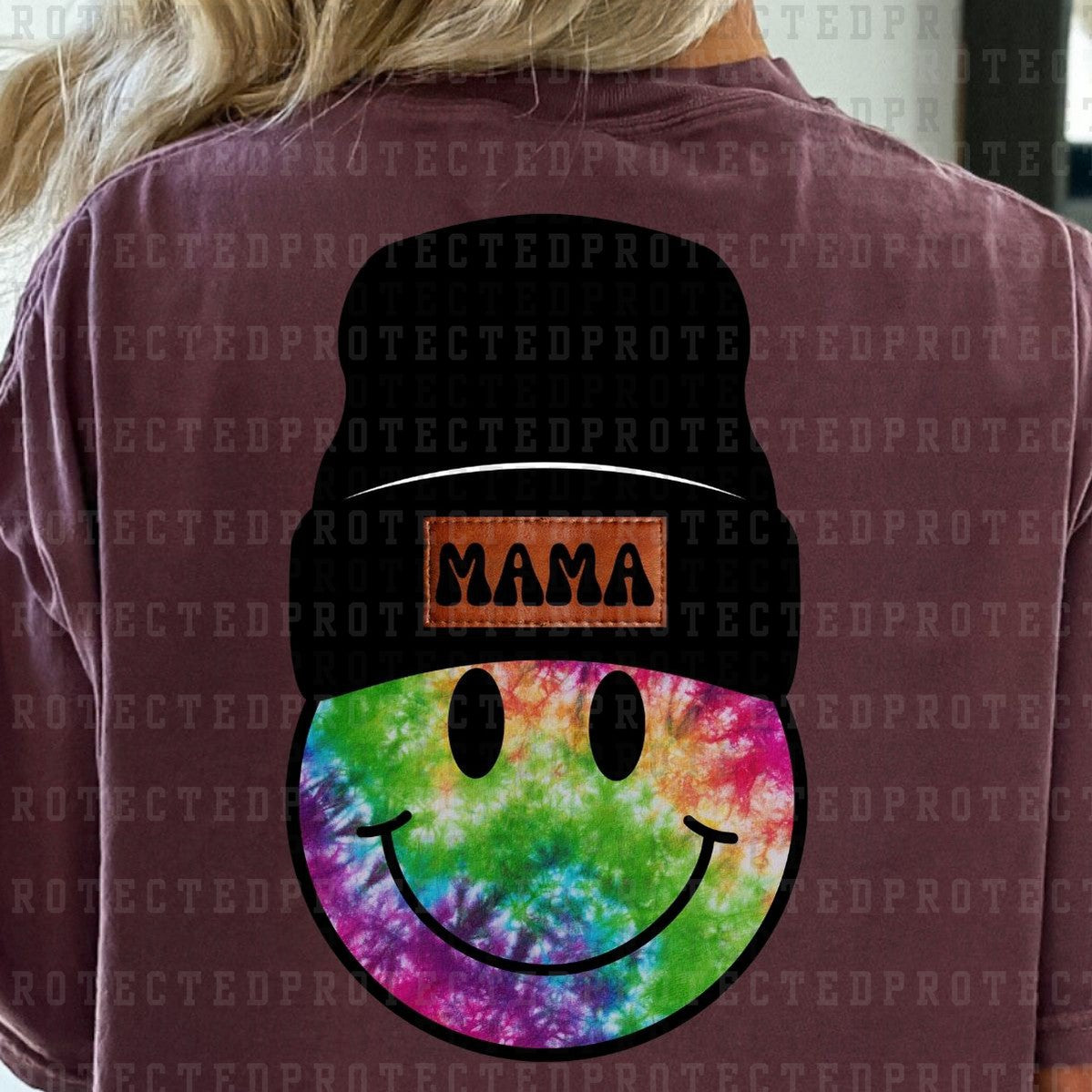 MAMA BEANIE SMILEY TIE DYE *15* - DTF TRANSFER