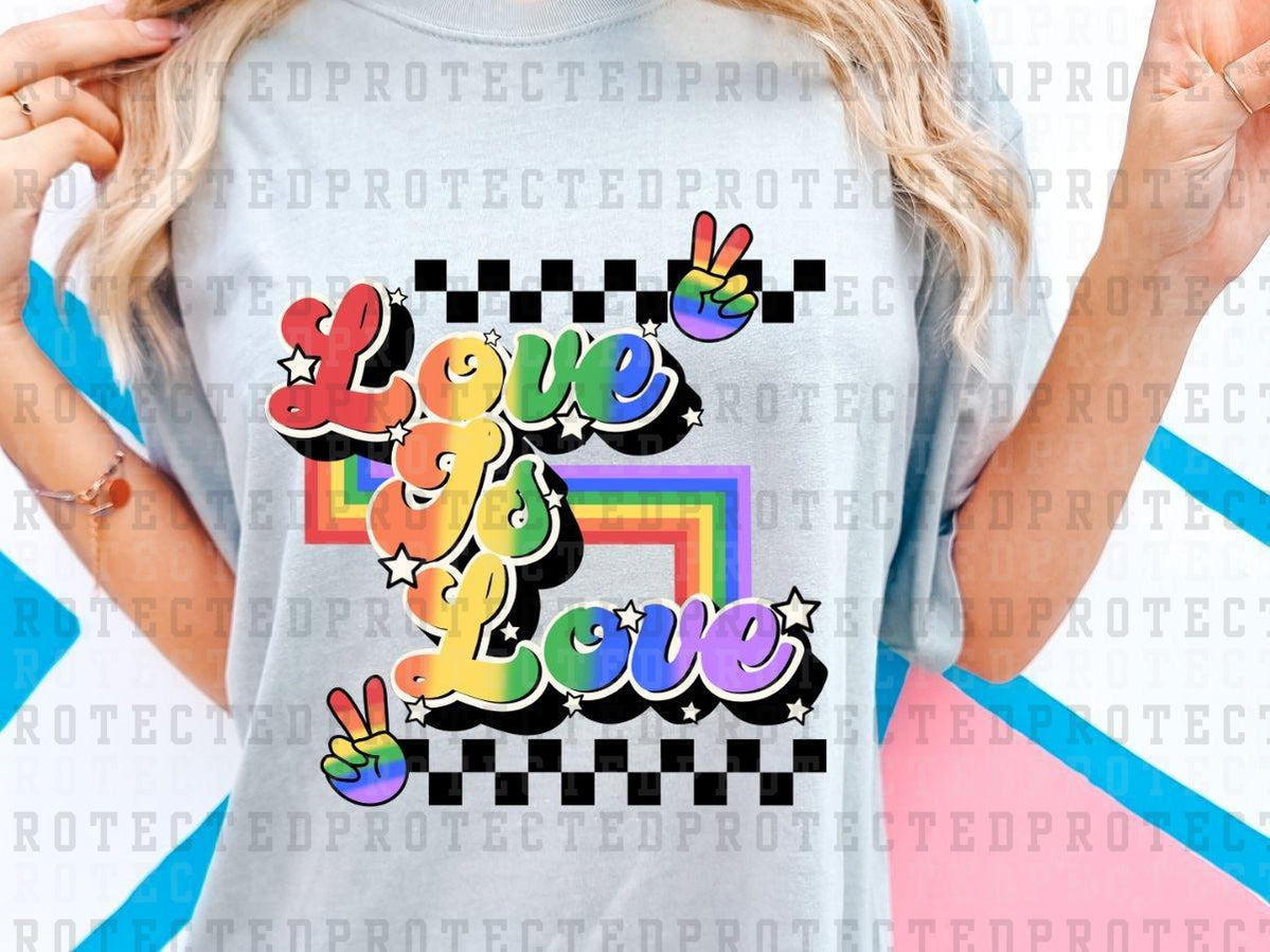 LOVE IS LOVE - RAINBOW PEACE - BLACK CHECK - DTF TRANSFER