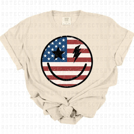 AMERICAN FLAG SMILEY - DTF TRANSFER