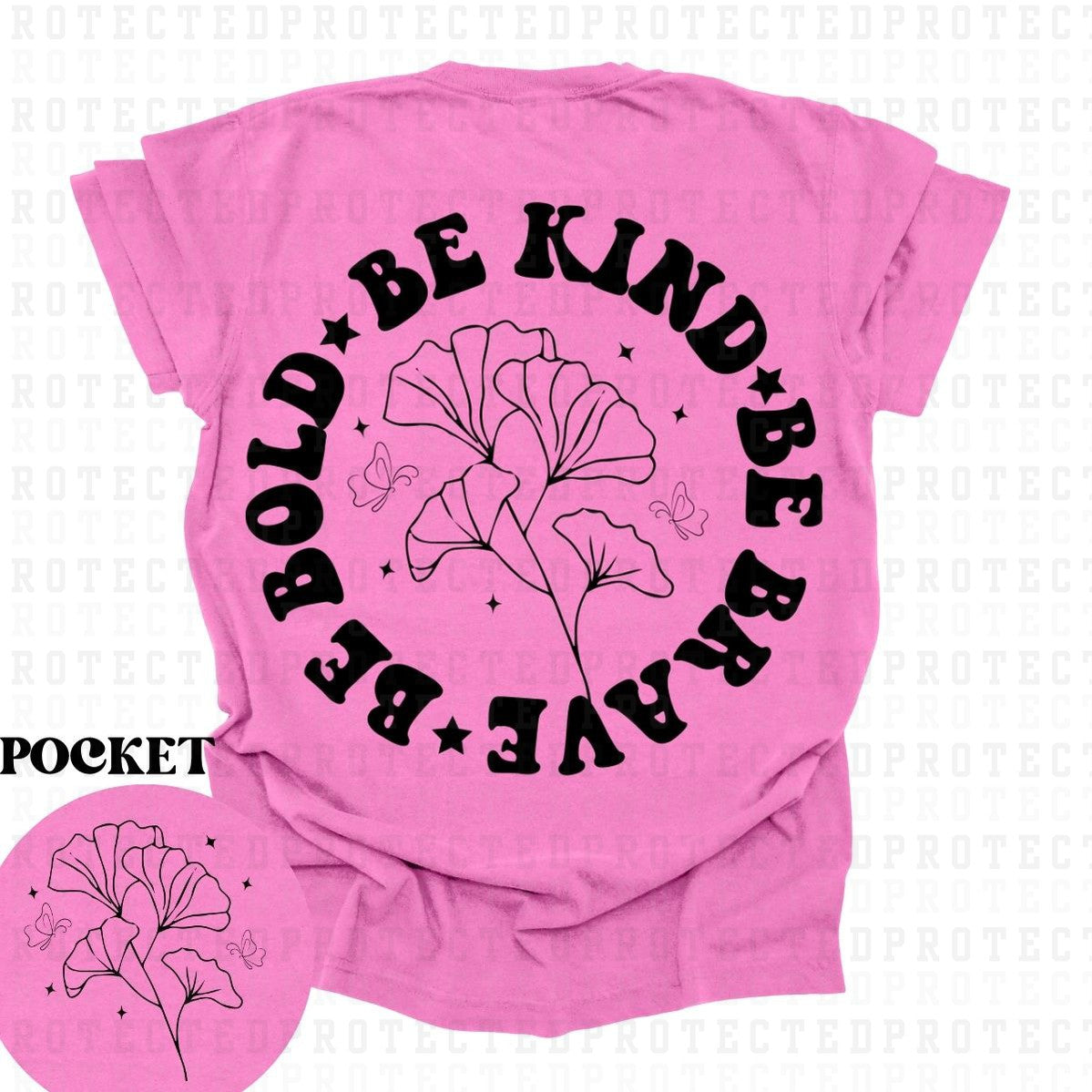 BE KIND *SINGLE COLOR* (POCKET/BACK) - DTF TRANSFER