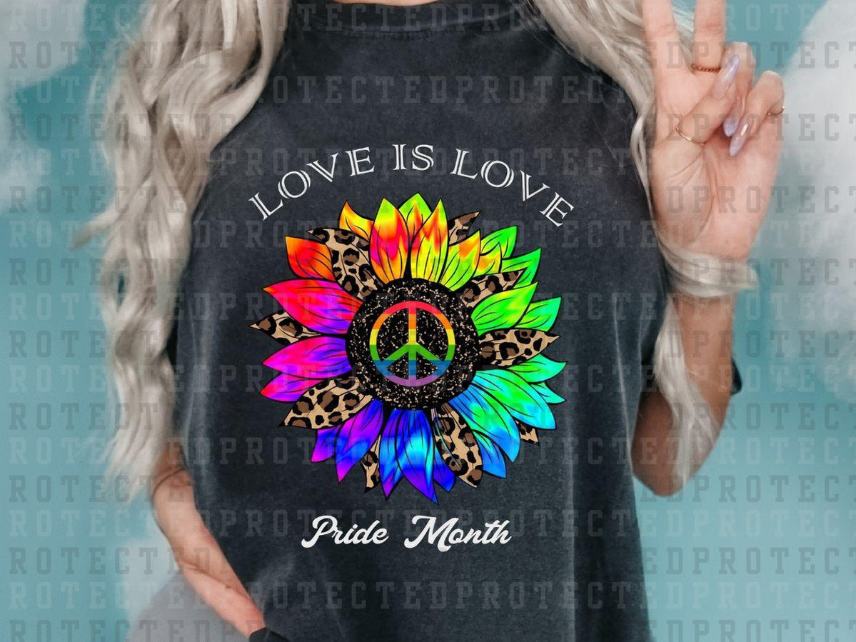 LOVE IS LOVE PRIDE MONTH - RAINBOW LEOPARD SUNFLOWER - DTF TRANSFER