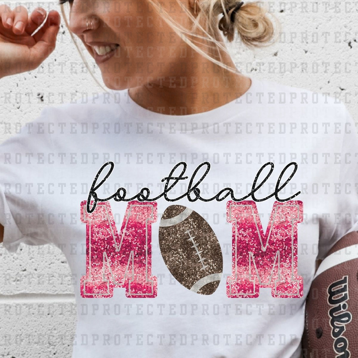 FOOTBALL MOM *FAUX SEQUIN* - DTF TRANSFER