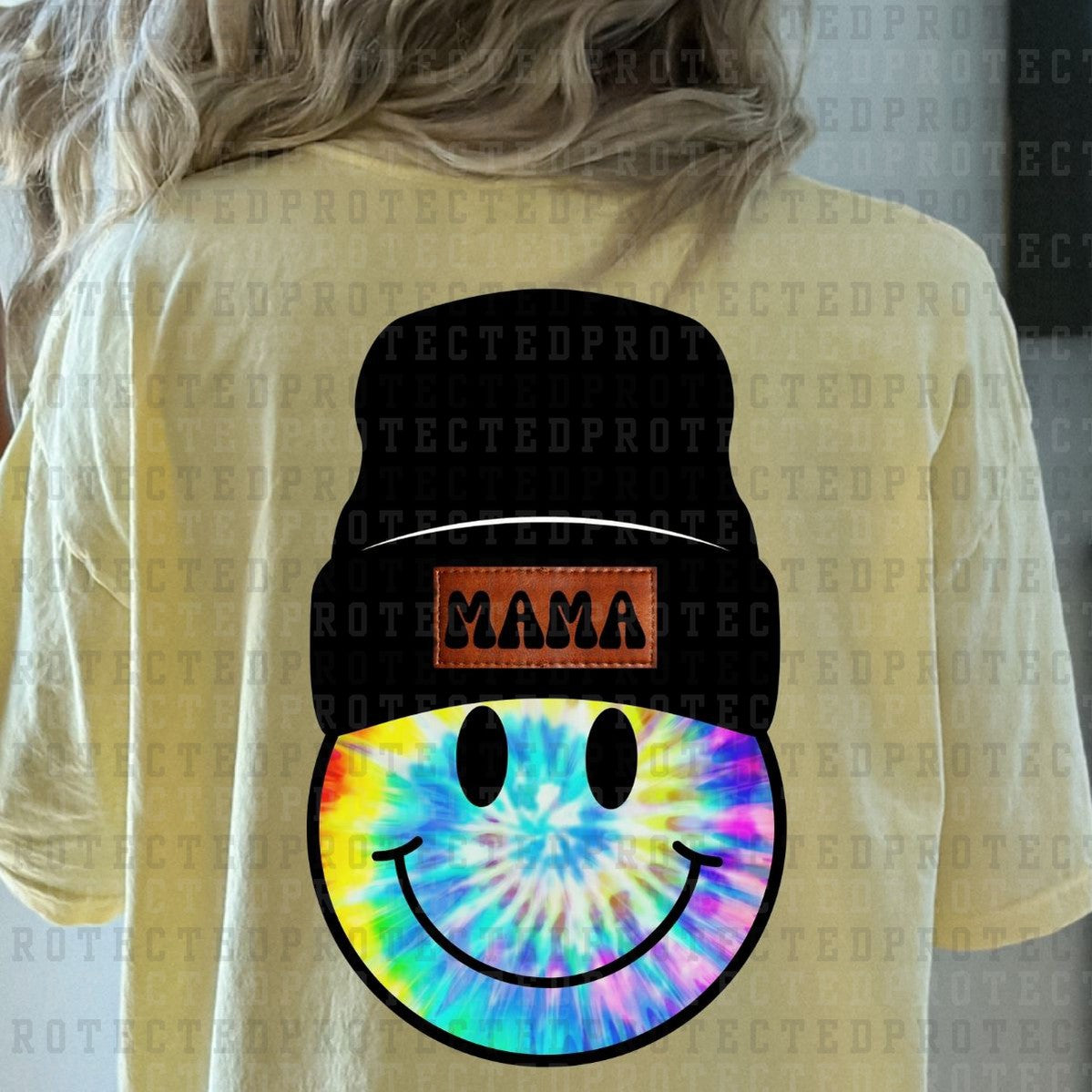 MAMA BEANIE SMILEY TIE DYE *17* - DTF TRANSFER