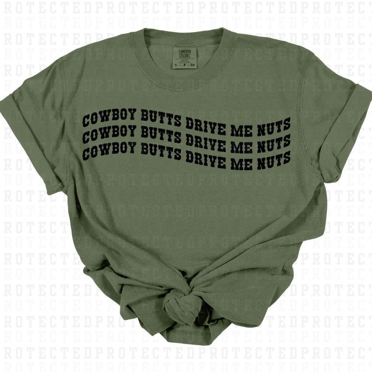 COWBOY BUTTS DRIVE ME NUTS 3X *SINGLE COLOR* - DTF TRANSFER