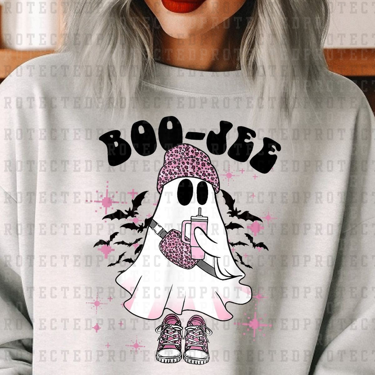 BOO-JEE *GHOST WITH ANIMAL PRINT BEANIE TUMBLER & CROSSBODY* - DTF TRANSFER