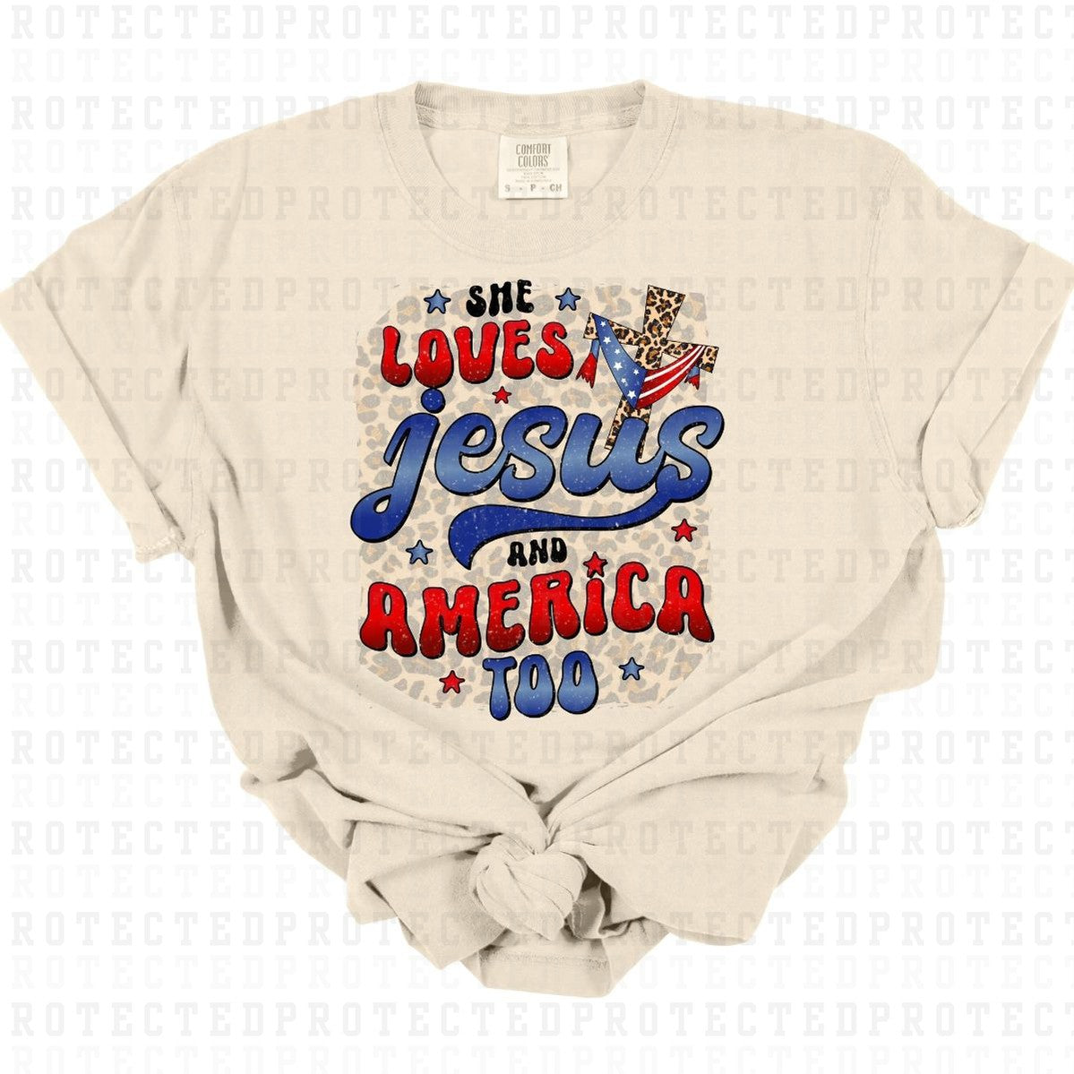 LOVES JESUS & AMERICA TOO *W/GRUNGE* - DTF TRANSFER