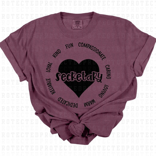 SECRETARY *BLACK TEXT - SINGLE COLOR* - DTF TRANSFER