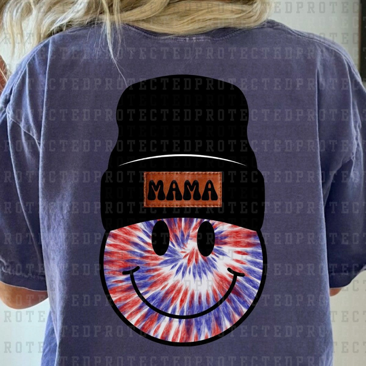 MAMA BEANIE SMILEY TIE DYE *19* - DTF TRANSFER