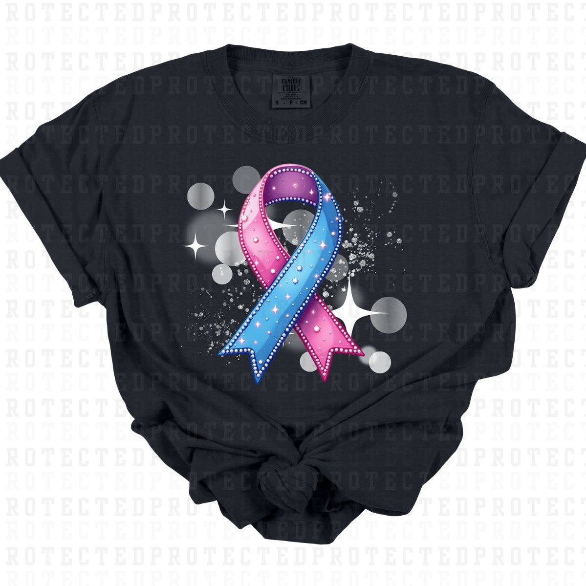 PREGNANCY & INFANT LOSS AWARENESS RIBBON *FAUX RHINESTONES* - DTF TRANSFER