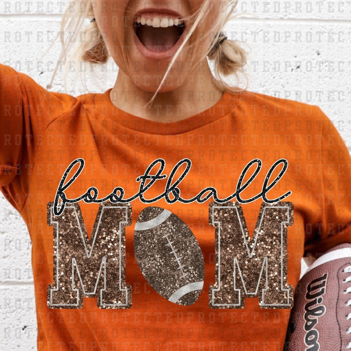 FOOTBALL MOM *FAUX SEQUIN* - DTF TRANSFER