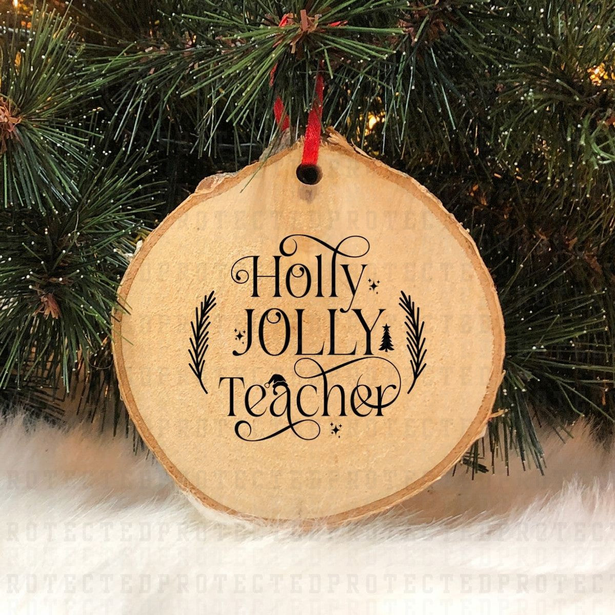 HOLLY JOLLY TEACHER *SINGLE COLOR* - DTF TRANSFER