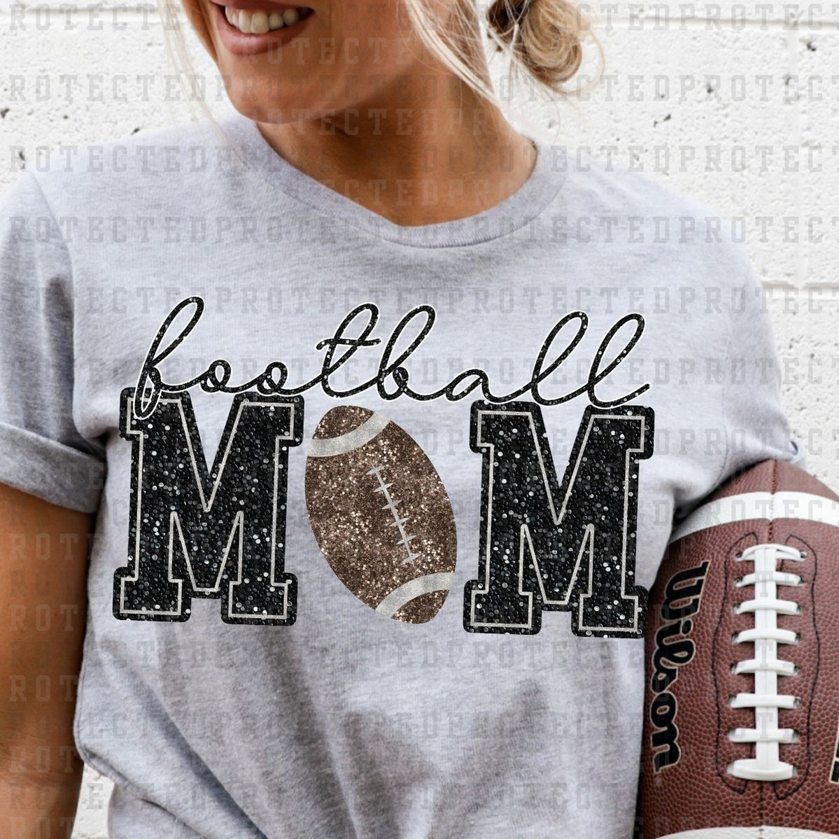 FOOTBALL MOM *FAUX SEQUIN* - DTF TRANSFER