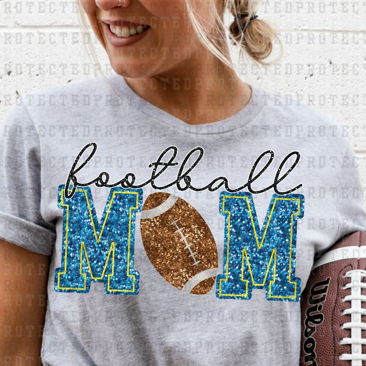 FOOTBALL MOM *FAUX SEQUIN* - DTF TRANSFER