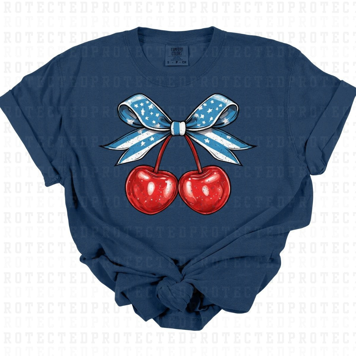 COQUETTE PATRIOTIC CHERRIES *W/GRUNGE* - DTF TRANSFER